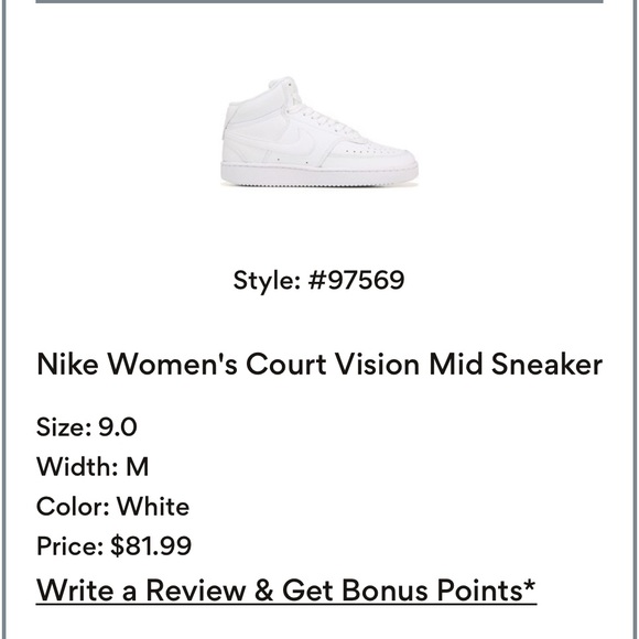 Nike Women's Court Vision White Mid-Top Sneakers - Picture 8 of 8